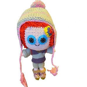 Handmade Crochet Cotton Yarn Patty Multicolor Doll NWT
